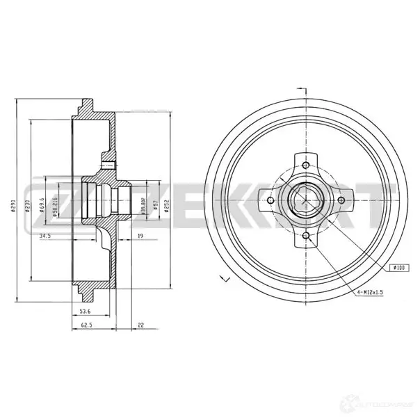 Тормозной барабан ZEKKERT 4316543 R C22M BS-5066