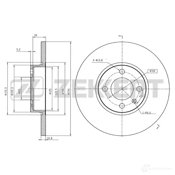 Тормозной диск ZEKKERT BS-5089B S CPR0FL 1440208262 изображение 0