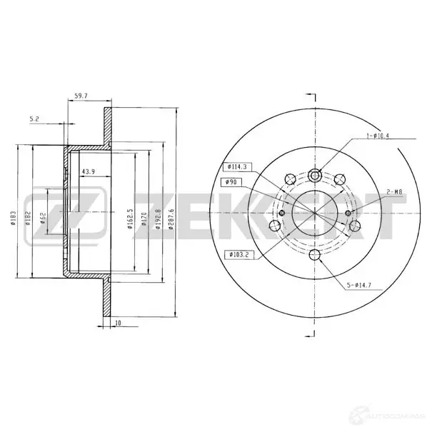 Тормозной диск ZEKKERT 4316620 BS-5143 U8MAZ TN