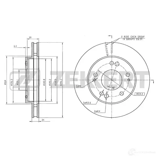 Тормозной диск ZEKKERT 4W OG9 4316678 BS-5202 изображение 0