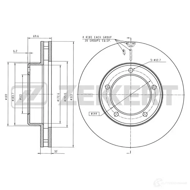 Тормозной диск ZEKKERT 3 0PIU 4316719 BS-5243
