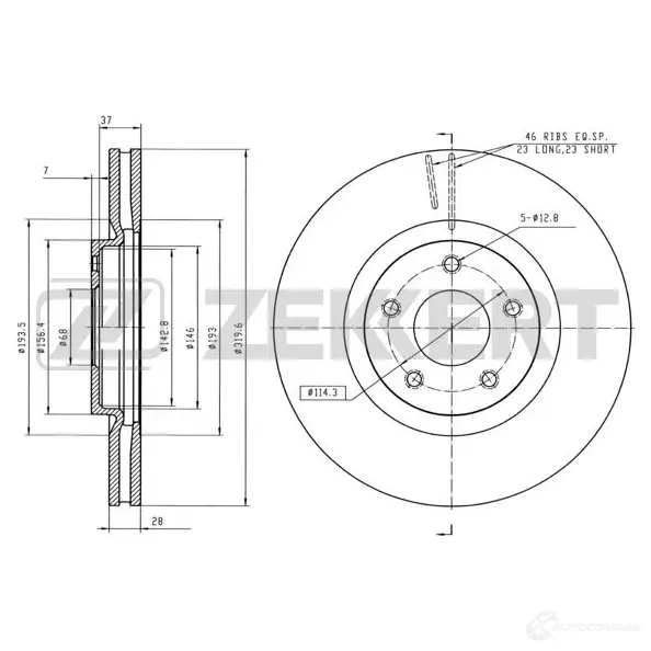 Тормозной диск ZEKKERT BS-5428 KKXBK O 4316870 изображение 0