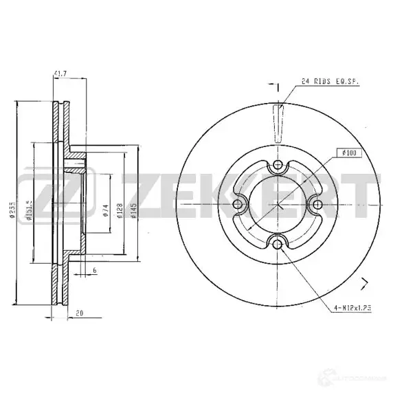 Тормозной диск ZEKKERT 4316944 LN3YY I BS-5502