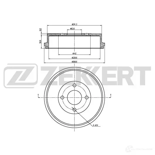 Тормозной барабан ZEKKERT BS-5533 A8 4PR 4316975