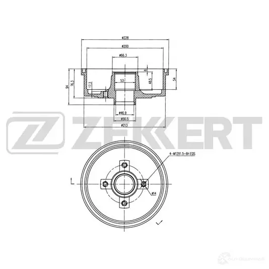 Тормозной барабан ZEKKERT BS-5544 4316984 K 6ZTF изображение 0