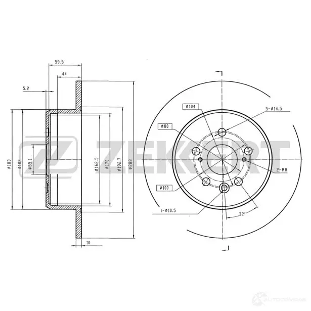 Тормозной диск ZEKKERT 6RJKCF G BS-5615 4317048 изображение 0