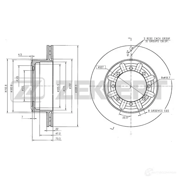 Тормозной диск ZEKKERT B N6W6Z 4317098 BS-5666
