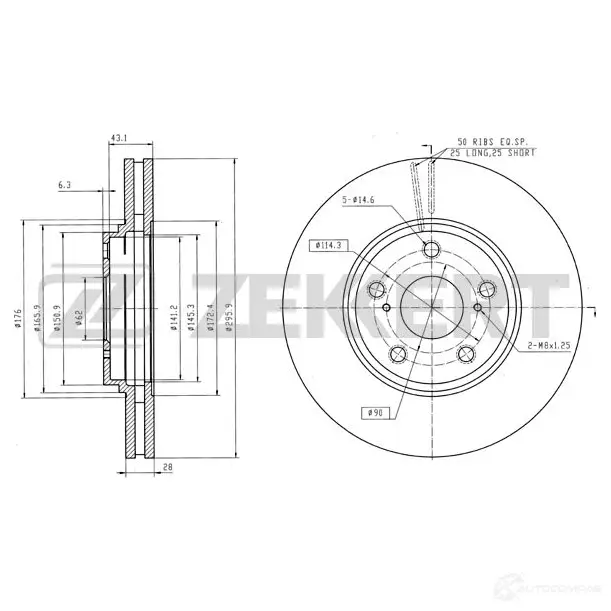 Тормозной диск ZEKKERT BS-5676 IMH YLJ 4317108 изображение 0