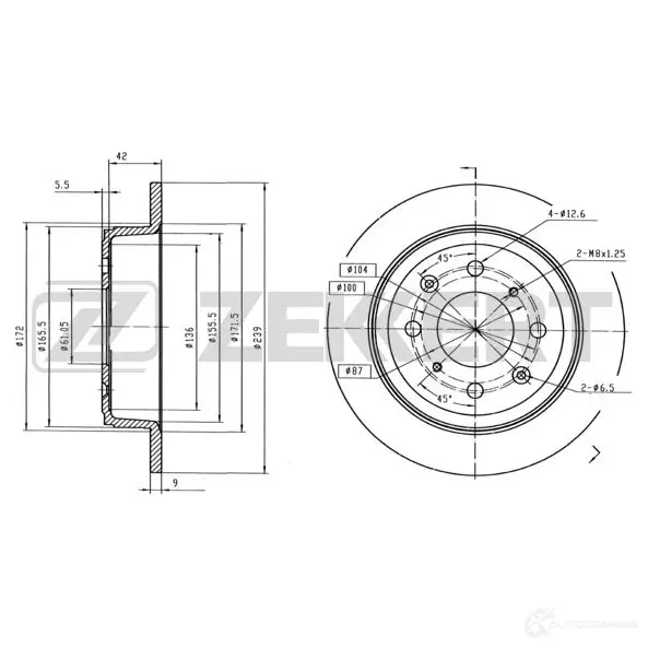 Тормозной диск ZEKKERT BS-5754B 1440208272 65 DGS1K