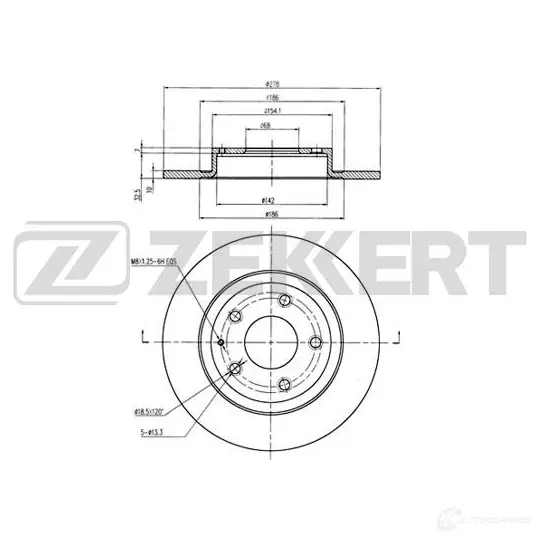 Тормозной диск ZEKKERT BS-5819 1275159623 GM5UW 88