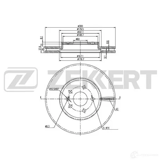 Тормозной диск ZEKKERT 1275159685 BS-5836 J 3DK5 изображение 0