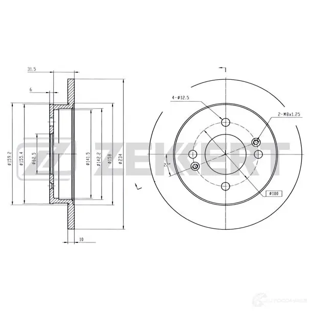 Тормозной диск ZEKKERT BS-5860 1275159839 KETE R5