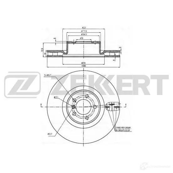 Тормозной диск ZEKKERT BS-6002 PDJK K 1440208295