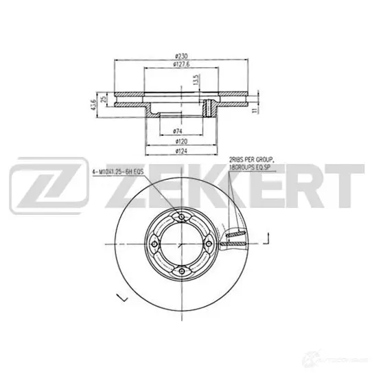 Тормозной диск ZEKKERT BS-6137 GK UPX5F 1440208308