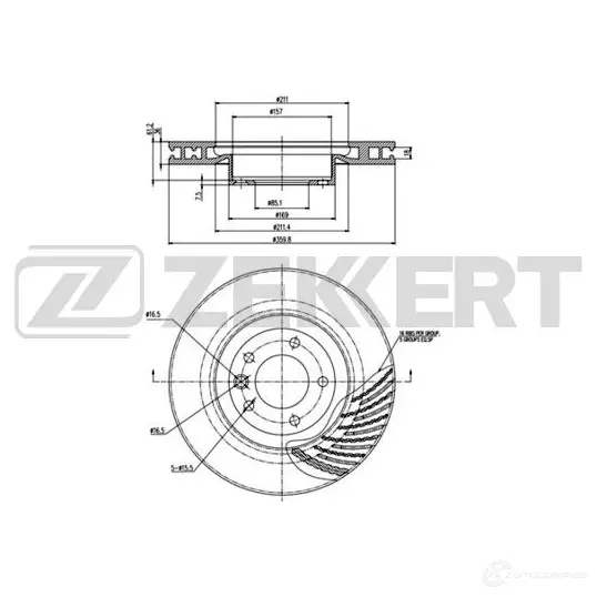 Тормозной диск ZEKKERT BS-6164 NSPYIJ H 1440208310 изображение 0