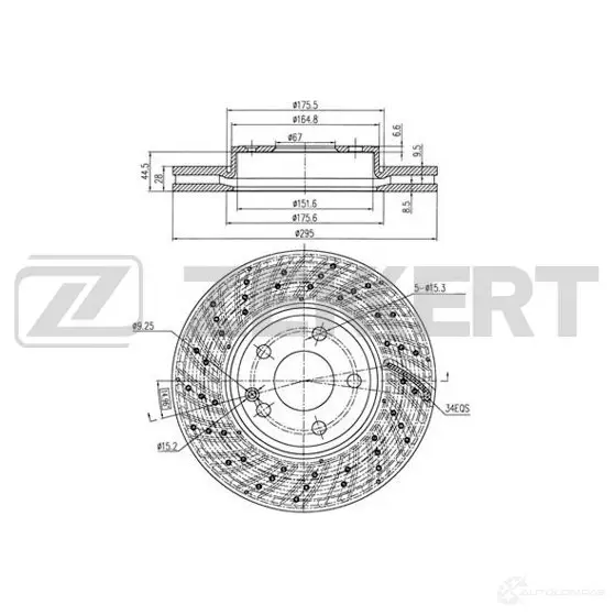 Тормозной диск ZEKKERT 9 I4T47 1440208311 BS-6165 изображение 0