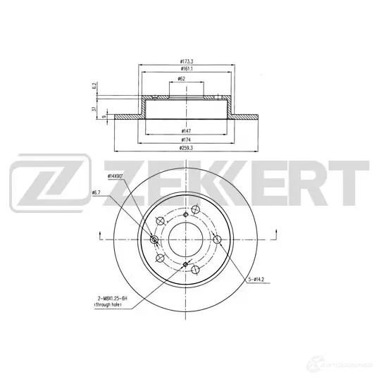 Тормозной диск ZEKKERT BJ7 ED BS-6243 1440208321 изображение 0