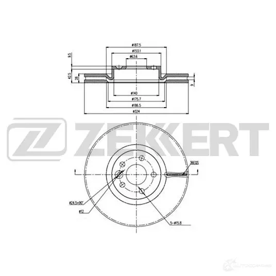 Тормозной диск ZEKKERT 1440208322 J AV8ZMN BS-6257