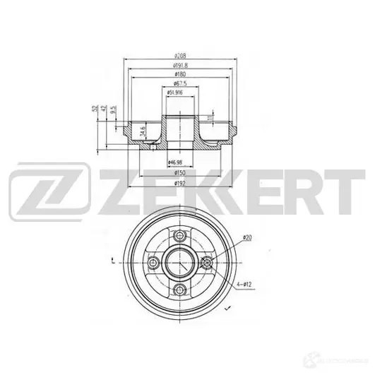 Тормозной барабан ZEKKERT BS-6326 W6 V2R 1440208326