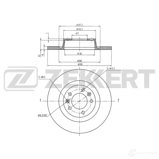 Тормозной диск ZEKKERT BS-6346 AHPK B 1440208330 изображение 0