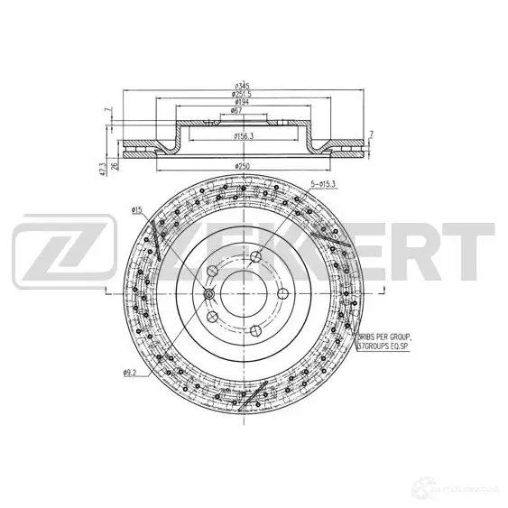Тормозной диск ZEKKERT BS-6350 1 2Z7Y 1440208331 изображение 0
