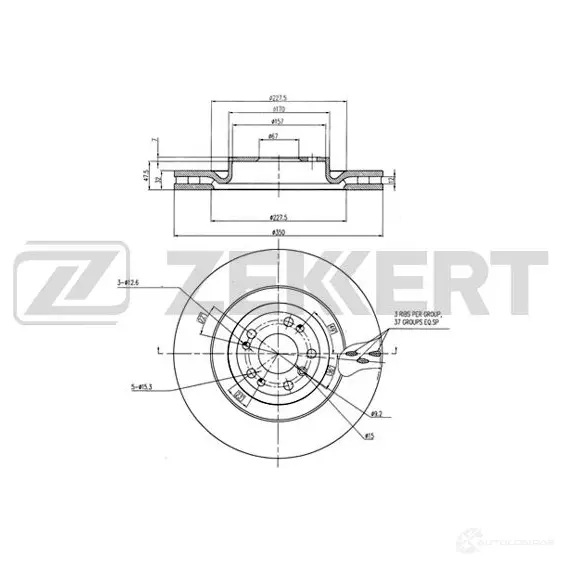 Тормозной диск ZEKKERT GK2Z GD 1440208336 BS-6364 изображение 0