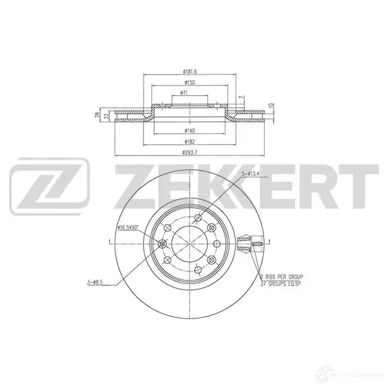 Тормозной диск ZEKKERT BS-6446 1440208340 3BM 2OGV изображение 0