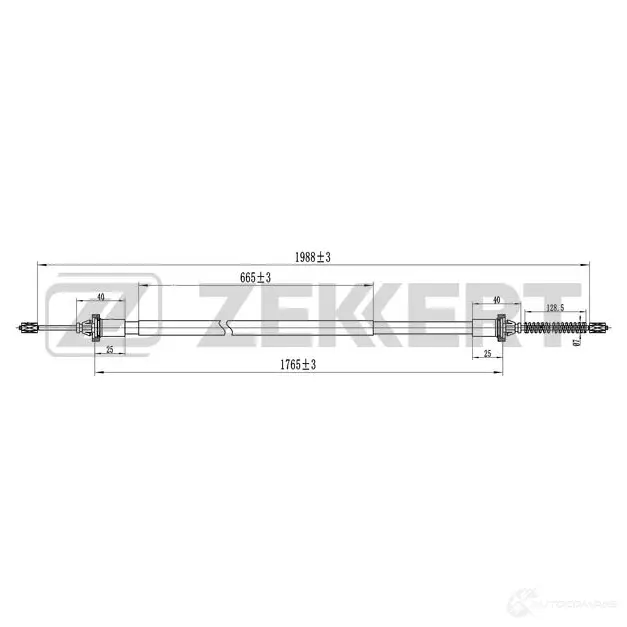 Трос ручника ZEKKERT 1440208450 BZ-1212 5H6V N3 изображение 0