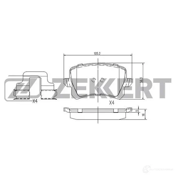 Тормозные колодки дисковые, комплект ZEKKERT BS-1168 V YG5T 4316221 изображение 0