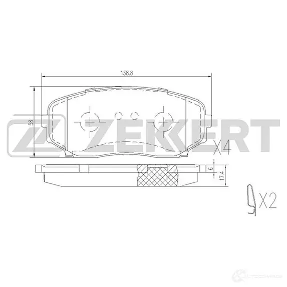 Тормозные колодки дисковые, комплект ZEKKERT BS-1228 4316241 J8I 6BM3 изображение 0