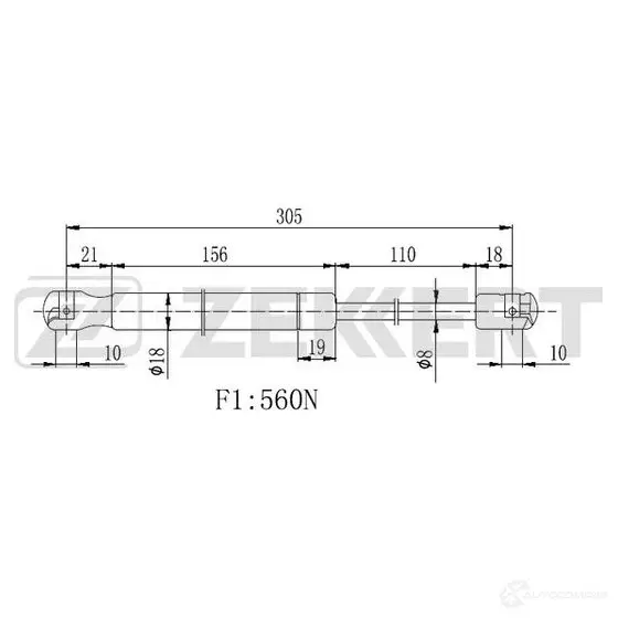 Амортизатор багажника ZEKKERT GF-2235 1440209027 D 0GIW