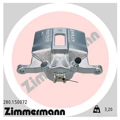 Тормозной суппорт ZIMMERMANN 280150072 J3XH 9 906010 изображение 0