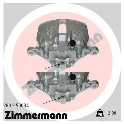 Тормозной суппорт ZIMMERMANN 280250034 906013 6EZ3P D изображение 0