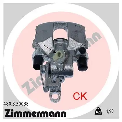 Тормозной суппорт ZIMMERMANN 480330038 SK0Q GQ 907156 изображение 0