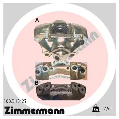 Тормозной суппорт ZIMMERMANN 400310127 906457 3Q6UR D изображение 0