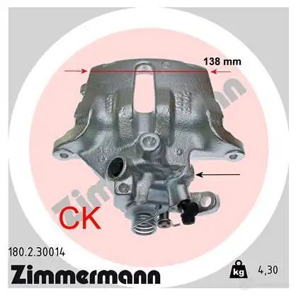 Тормозной суппорт ZIMMERMANN 904615 180230014 0 7FY5R изображение 0