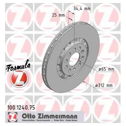 Тормозной диск ZIMMERMANN HO SCL 100124075 1423291489 изображение 0