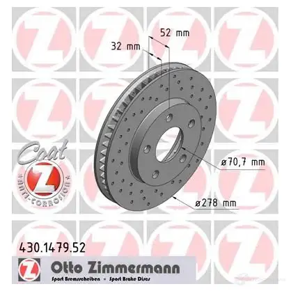 Тормозной диск ZIMMERMANN 430147952 906689 IH5 4DHU
