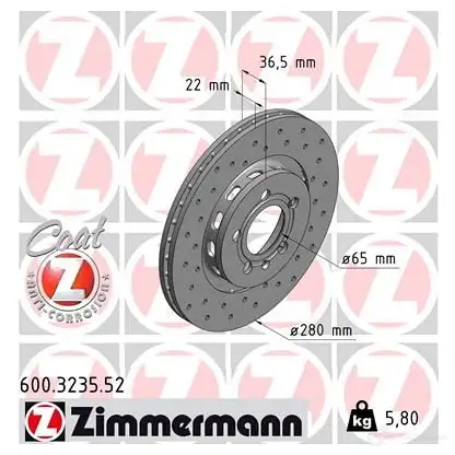 Тормозной диск ZIMMERMANN G L41B 907499 600323552 изображение 0