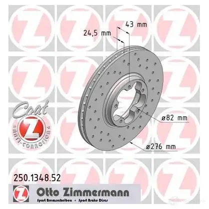 Тормозной диск ZIMMERMANN 905804 250134852 M9SF 1 изображение 0