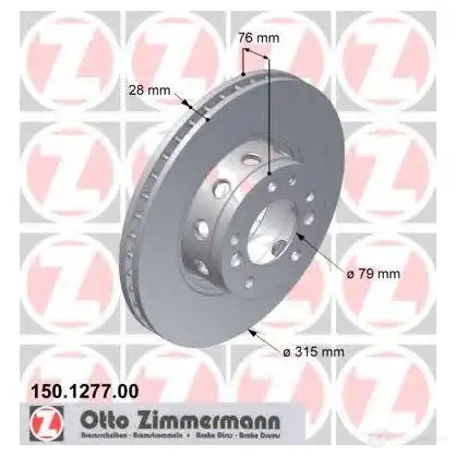 Тормозной диск ZIMMERMANN 7QW P9 1423291502 150127700