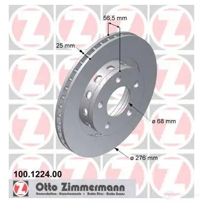Тормозной диск ZIMMERMANN 1423291487 100122400 7C T672