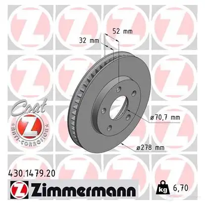 Тормозной диск ZIMMERMANN R G62M 906688 430147920