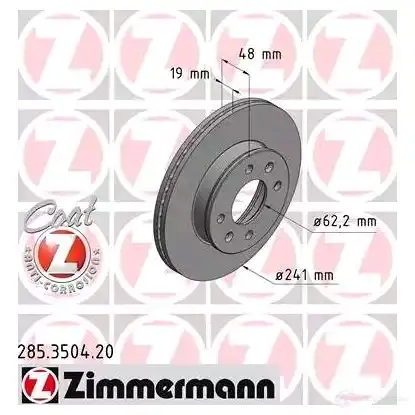 Тормозной диск ZIMMERMANN 285350420 IK XOA 906104 изображение 0