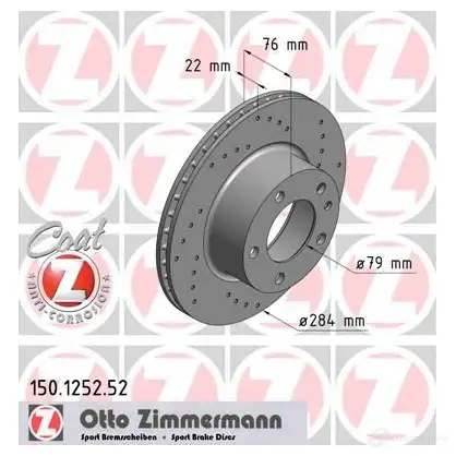 Тормозной диск ZIMMERMANN GG 05GF2 150125252 904278