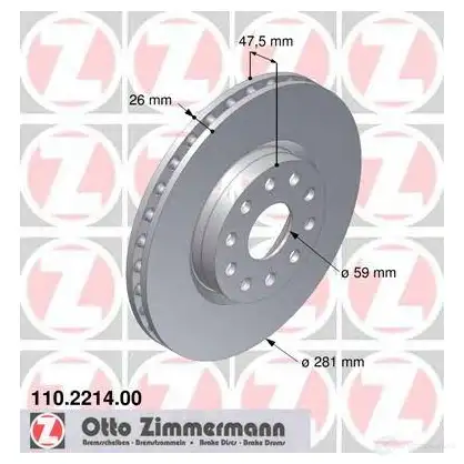 Тормозной диск ZIMMERMANN 110221400 1423291495 5 I66Q3