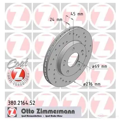 Тормозной диск ZIMMERMANN 6CF 4PLY 380216452 906321