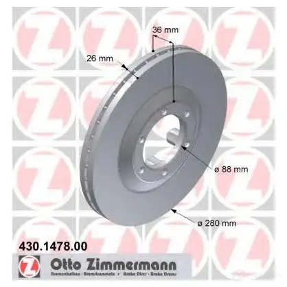 Тормозной диск ZIMMERMANN R RNUM 906687 430147800 изображение 0