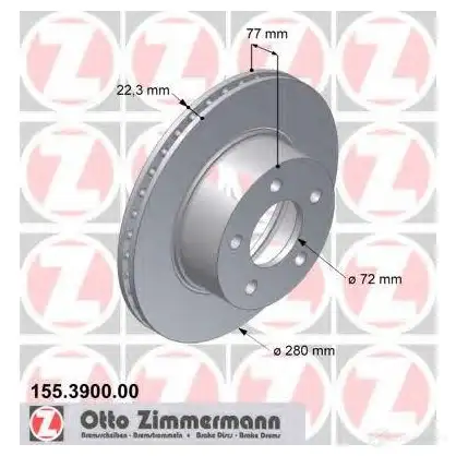 Тормозной диск ZIMMERMANN 155390000 904603 Y5K 6YF6