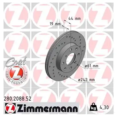 Тормозной диск ZIMMERMANN LK4 FZL 280208852 906019
